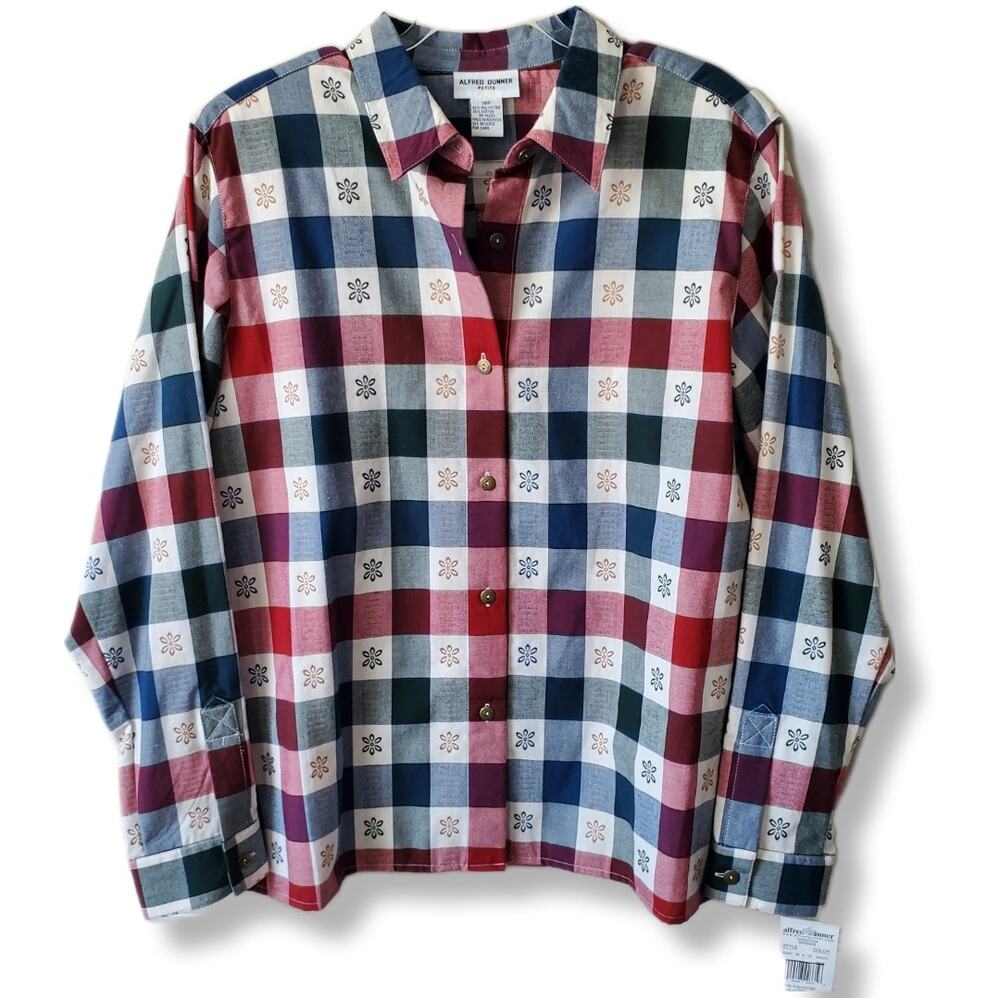 90s Women Plaid Button Shirt Shacket 18P Prairie Country Farm Girl Cottage NEW